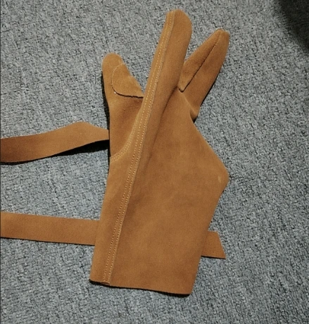 Guantes de tiro de velocidad con arco tradicional, almohadilla para pulgar, cuero grueso, dibujo, tiro con arco, guantes de cuero de vaca - imagen 5
