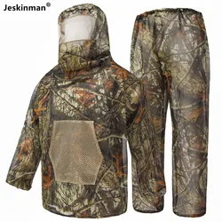 Conjunto de sudadera con capucha antimosquitos para pesca, apicultura, ligera y fina, de secado rápido, resistente al desgaste, ropa de caza de camuflaje biónico