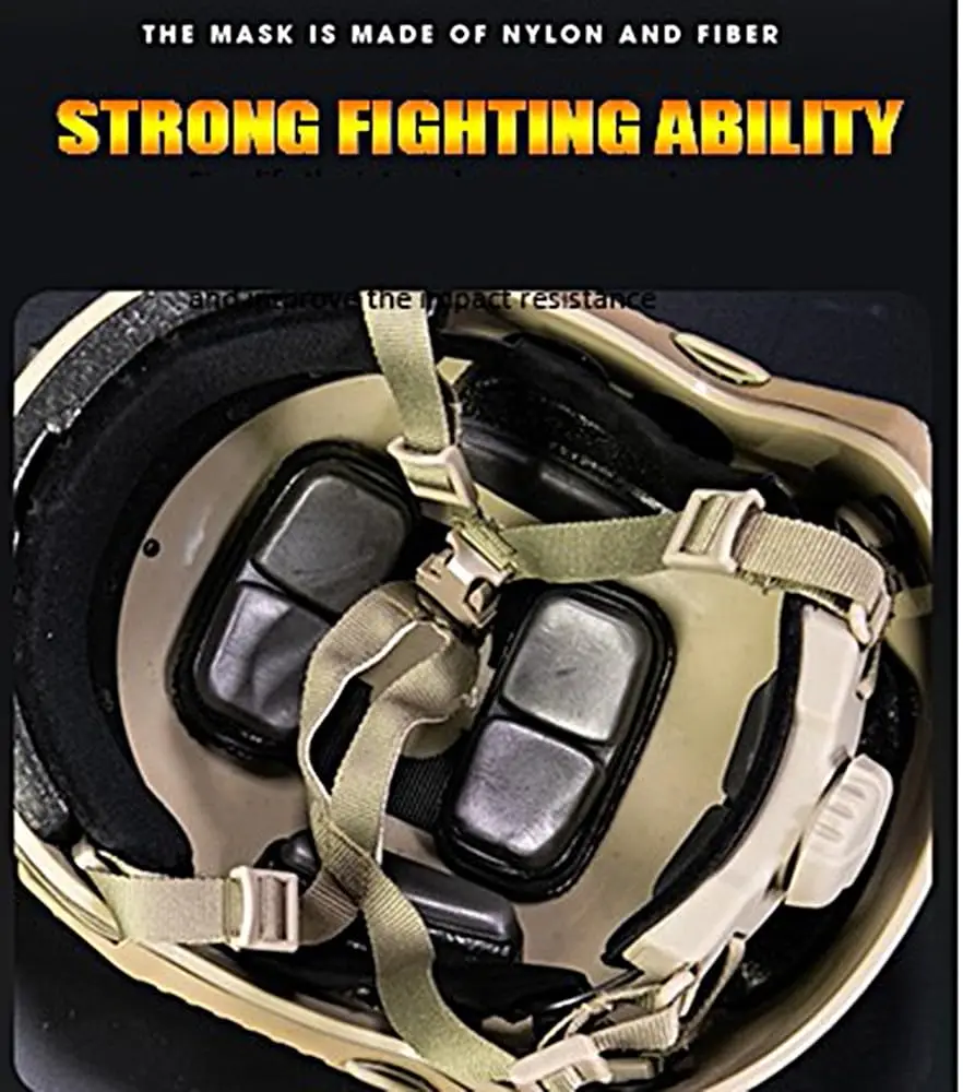 Juego de casco táctico con máscara protectora para exteriores, gafas de montaje NVG, linterna táctica para Airsoft, tiro de Paintball - imagen 3