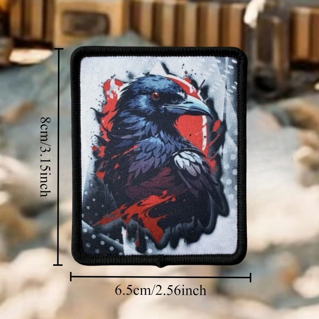 Parche de sangre y cuervo, emblema de moral táctica, brazalete del ejército militar, parches de gancho y bucle impresos para ropa, pegatina para mochila - imagen 2