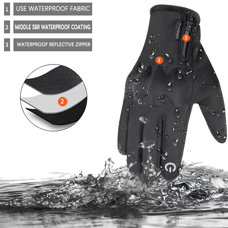 Guantes impermeables para hombre, para montar en otoño e invierno, para pescar al aire libre, para pantalla táctil, deportivos, resistentes al viento, transpirables y antideslizantes - imagen 2