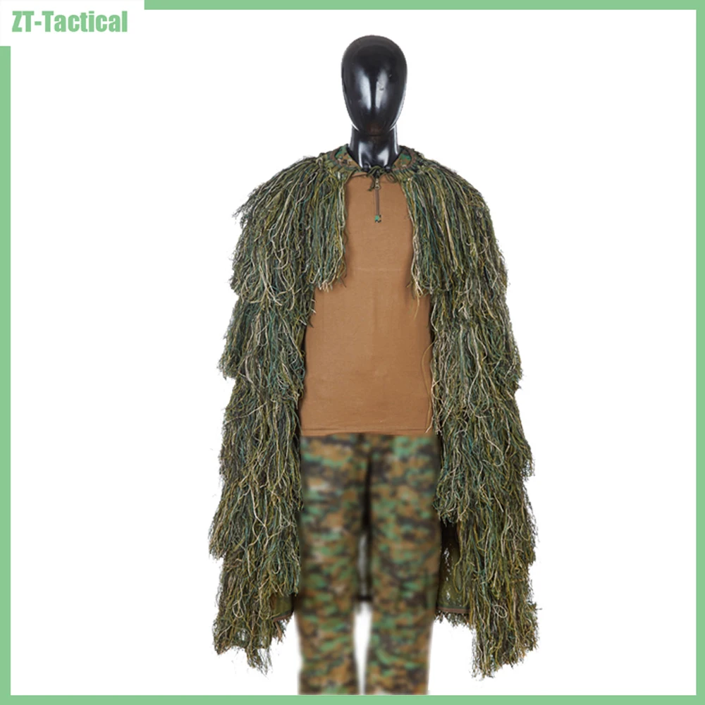 Poncho táctico Ghillie ligero para francotirador, Top para Airsoft, Paintball, traje de Poncho Ghillie, Woodland