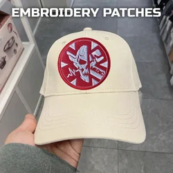 Parche bordado médico de calavera roja, chaleco táctico, insignia de moral con gancho y bucle, pegatinas decorativas para mochila, parches para brazalete para ropa