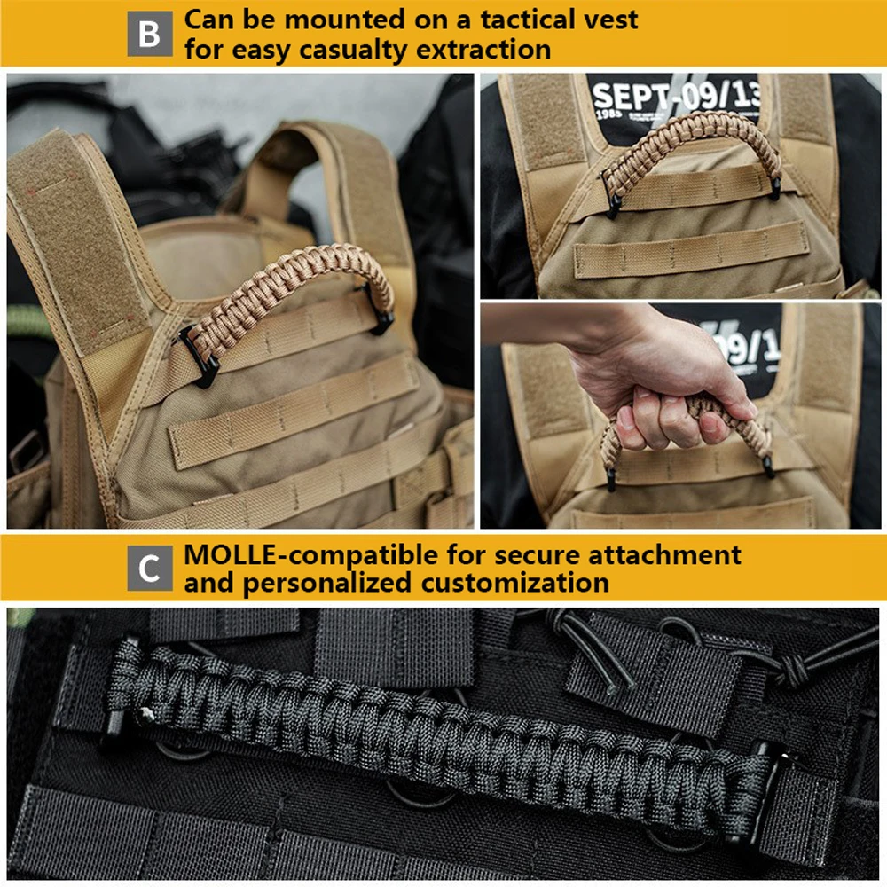 Asa para bolsa táctica, correa de Paracord tejida, Clip de plástico, accesorio MOLLE para mochila, soporte para botella de agua, chaleco de caza - imagen 3