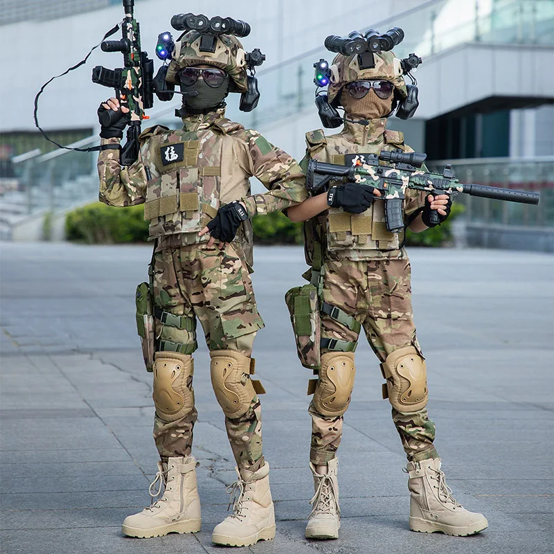 Conjunto de uniforme de camisa de camuflaje G3 táctico militar para niños, disfraces de soldado para niños, Top de camuflaje, pantalones, traje para niños y niñas - imagen 2