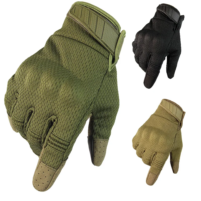 Guantes con pantalla táctil para todos los dedos, guantes tácticos militares transpirables de malla, guantes protectores todoterreno para motocicleta, equipo de camping