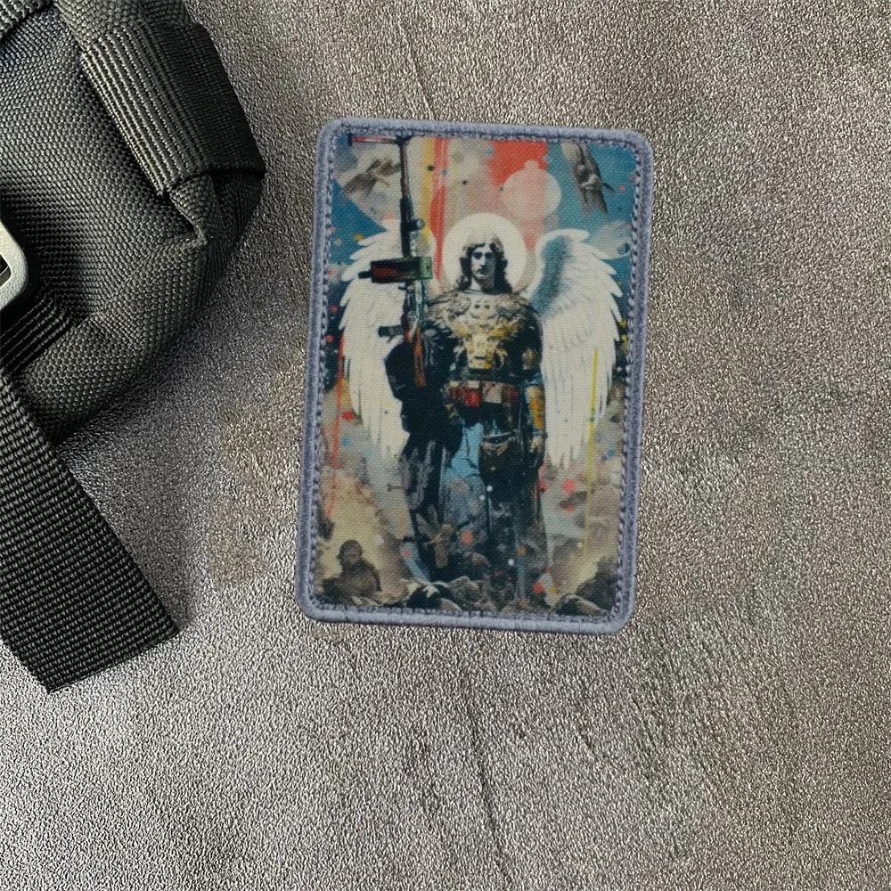 Parche de insignia de moral táctica "Valkyrie", gancho y bucle de PU con estampado de acción de Ángel, pegatinas para mochila con brazalete militar del ejército - imagen 5