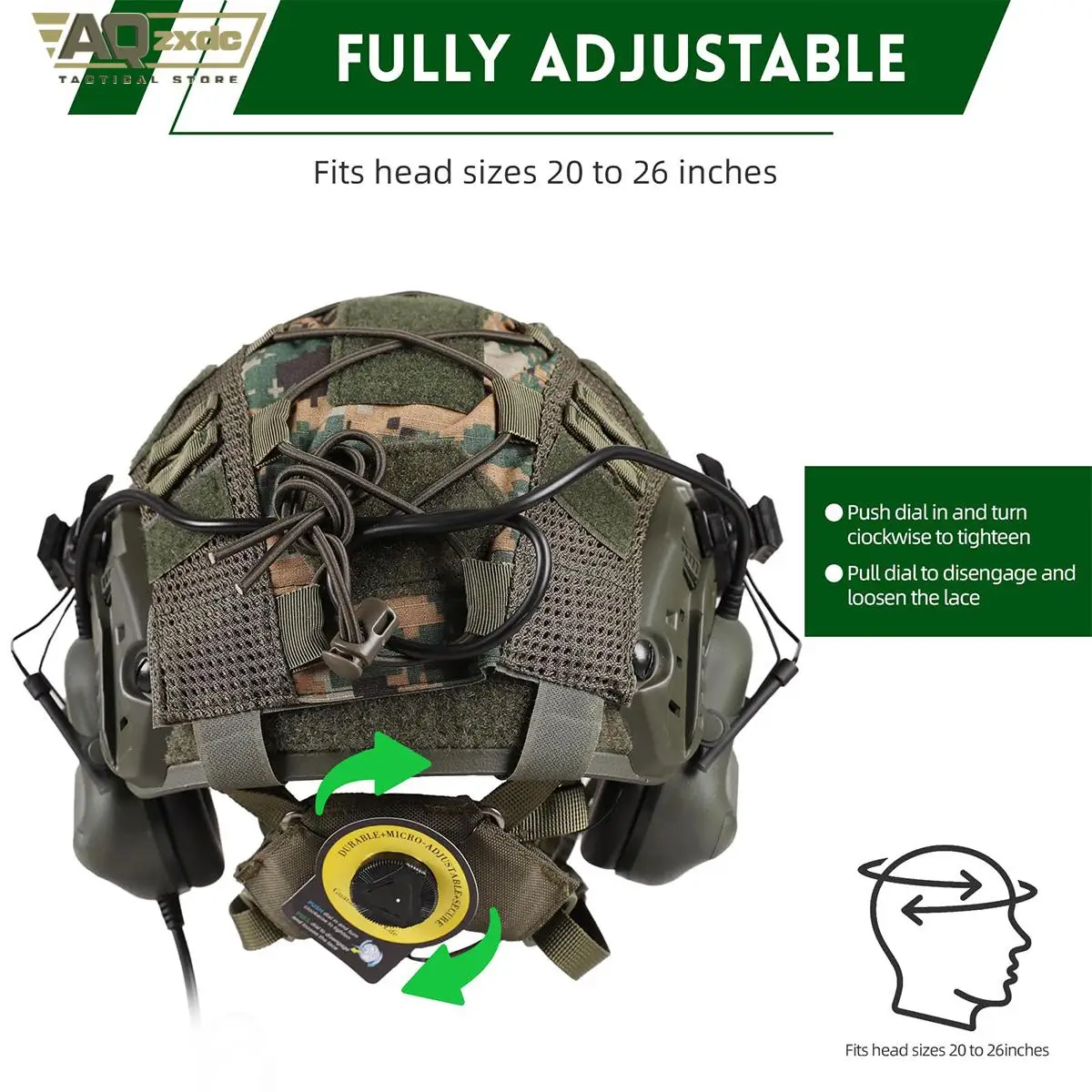 AQzxdc Casco táctico con auriculares, 4 en 1 ajustable mejorado con funda para casco para Airsoft Cosplay Equipo militar Juego de guerra - imagen 2