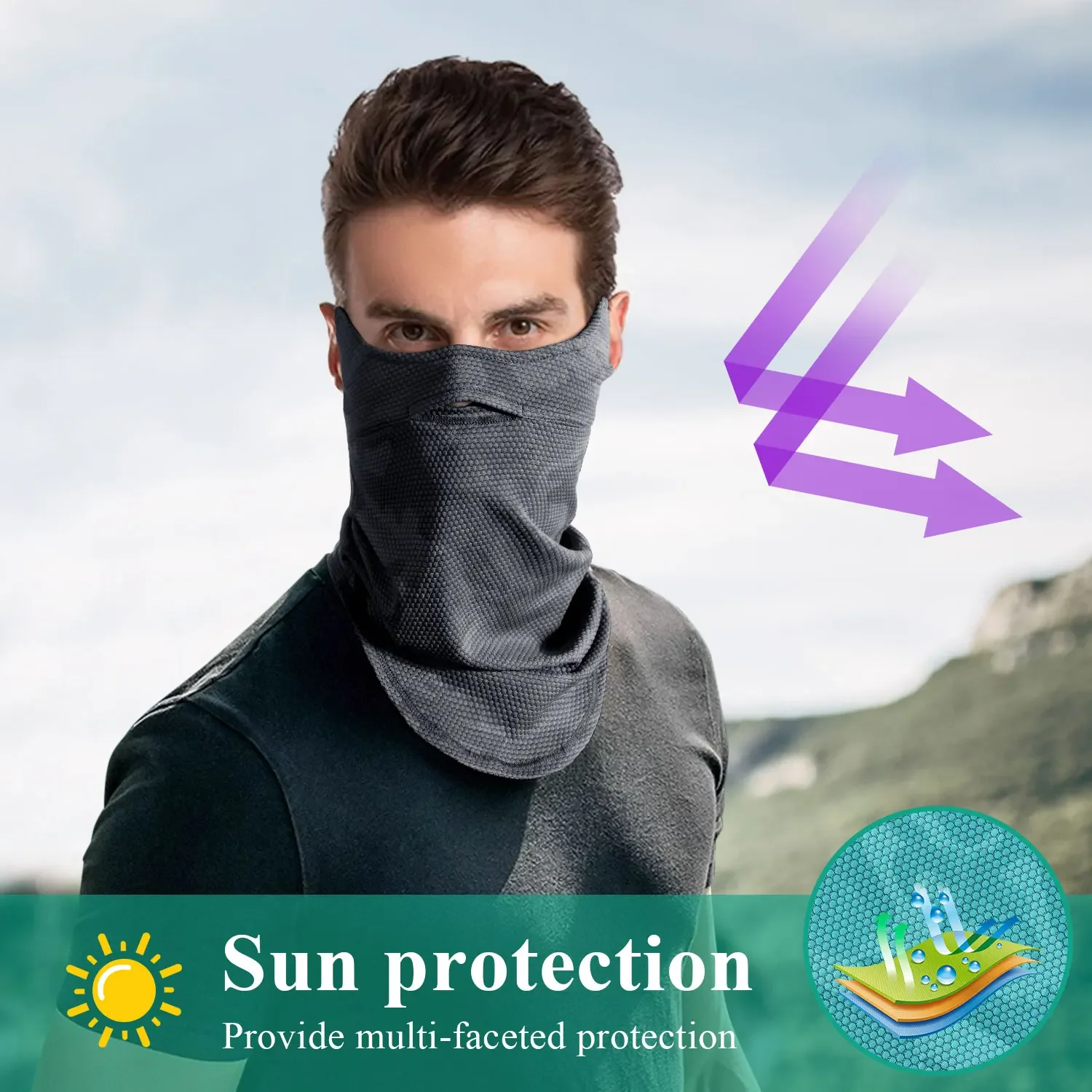 Pañuelo para ciclismo, bufanda con orejas colgantes, máscara facial táctica transpirable, deporte, senderismo, bicicleta, Camping, montar, esquí al aire libre, cubierta para el cuello - imagen 4