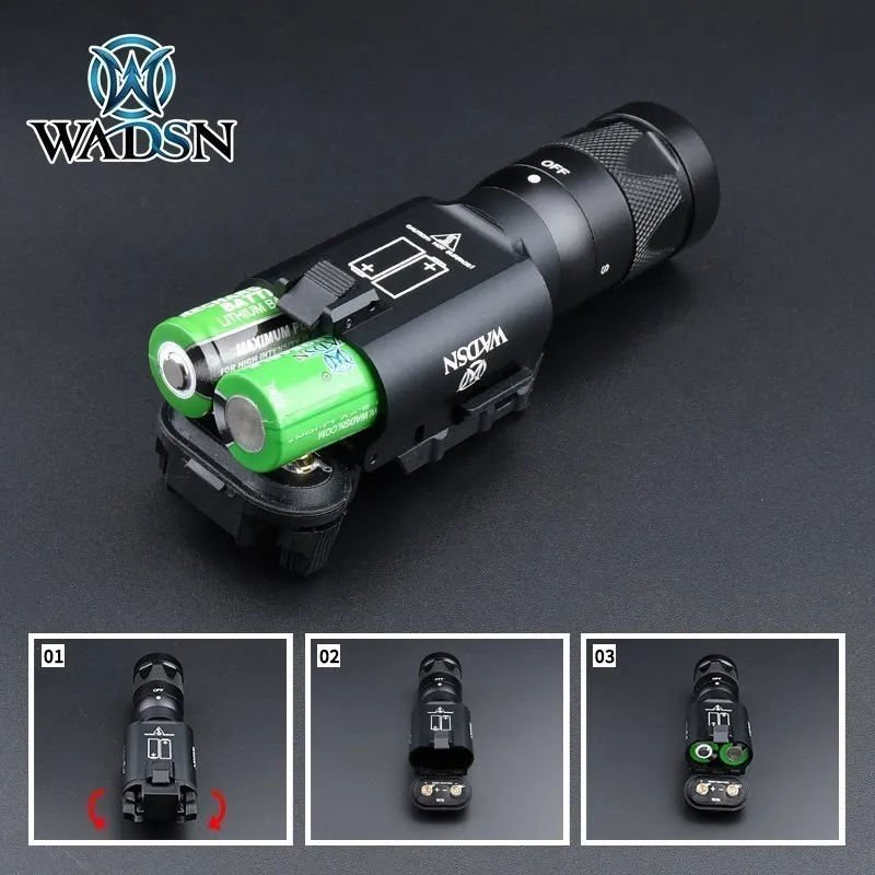 WADSN-linterna de pistola estroboscópica de Metal táctica X300V, linterna LED de caza al aire libre para arma de riel de 20MM, luz de explorador, salida potente - imagen 2
