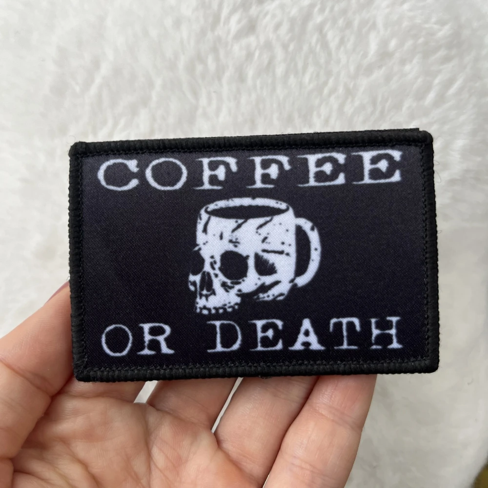 Parche de café o muerte, parches tácticos del ejército, insignia militar, pegatina de impresión de gancho y bucle, moral divertida - imagen 5