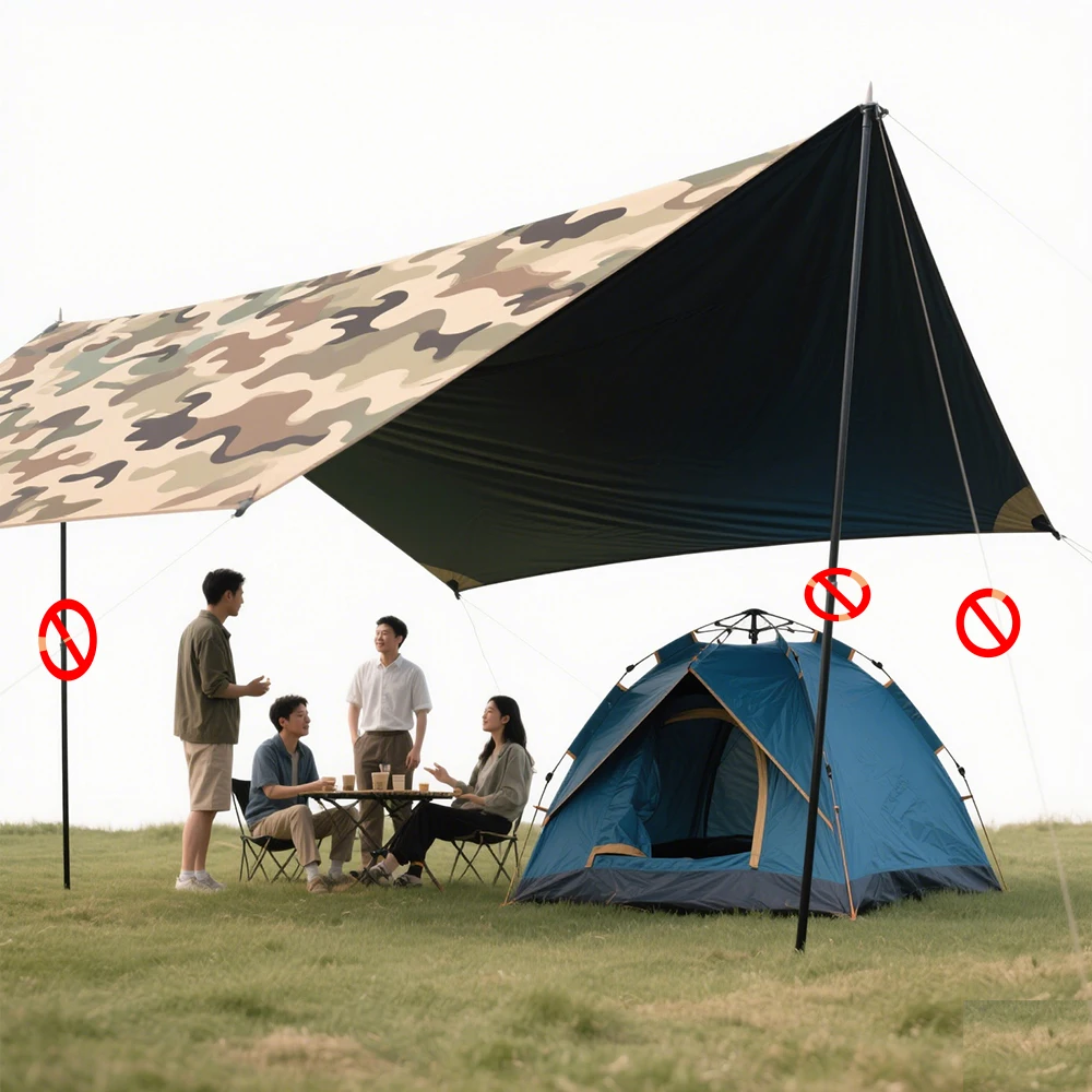 Estera grande para acampar, lona gruesa personalizada, dosel impermeable, cubierta para la lluvia, lona, toldo para jardín, campamento, 2x3m, 4, 3x5, 4,5x4, 6x6m, 8 - imagen 3