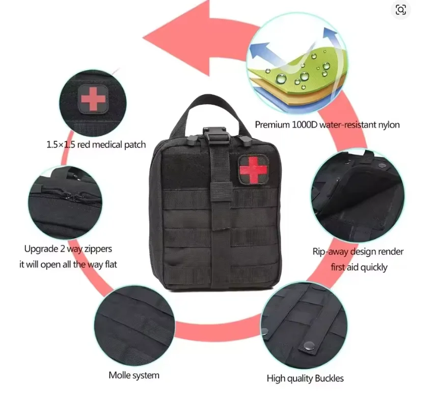 Botiquín de primeros auxilios táctico para exteriores, riñonera táctica Molle, paquete de herramientas de emergencia para caza, bolsa portátil de supervivencia para acampada, accesorios - imagen 4