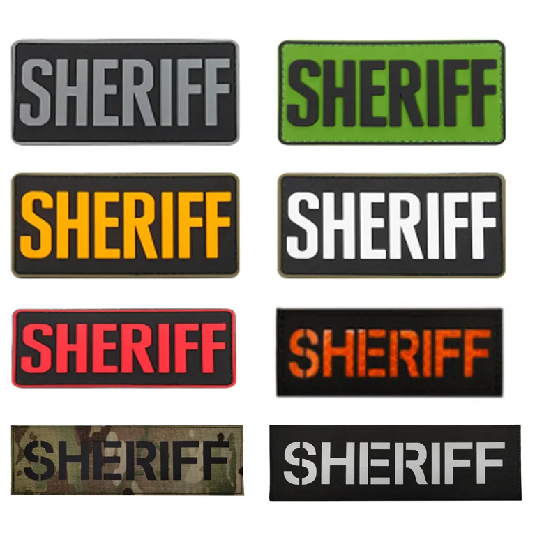 Accesorios para exteriores, letras en inglés, insignias de goma de PVC, chalecos SHERIFF, brazaletes luminosos, parches de gancho y bucle para chaquetas - imagen 2