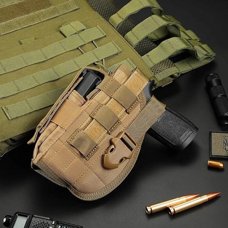 Funda táctica Universal MOLLE, bolsa para pistola para revólver, compacta, subcompacta, mano derecha, Airsoft, caza y tiro - imagen 2