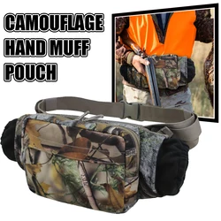 Bolsa de mano con aislamiento, funda de mano de lana para caza con bolsillo frontal, bolsa de cintura para actividades al aire libre para acampar y cazar