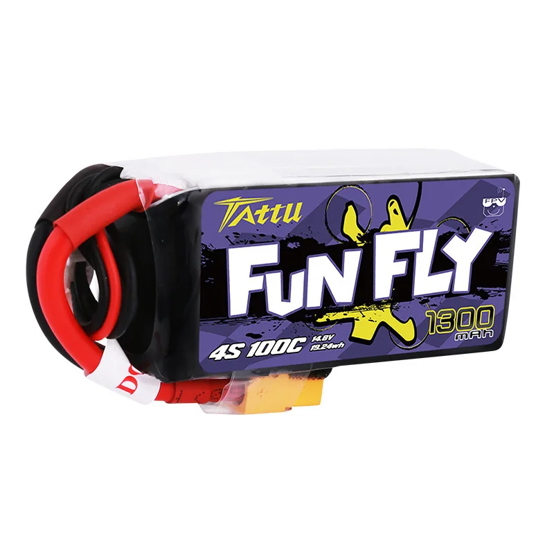 TATTU FUNFLY-batería LiPo Original de 14,8 V, 1300mAh, 100C, para helicóptero RC, cuadricóptero, FPV, piezas de Dron de carreras, batería de 4s - imagen 5