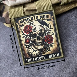 Parche táctico MEMENTO MORI militar con gancho y bucle para ropa