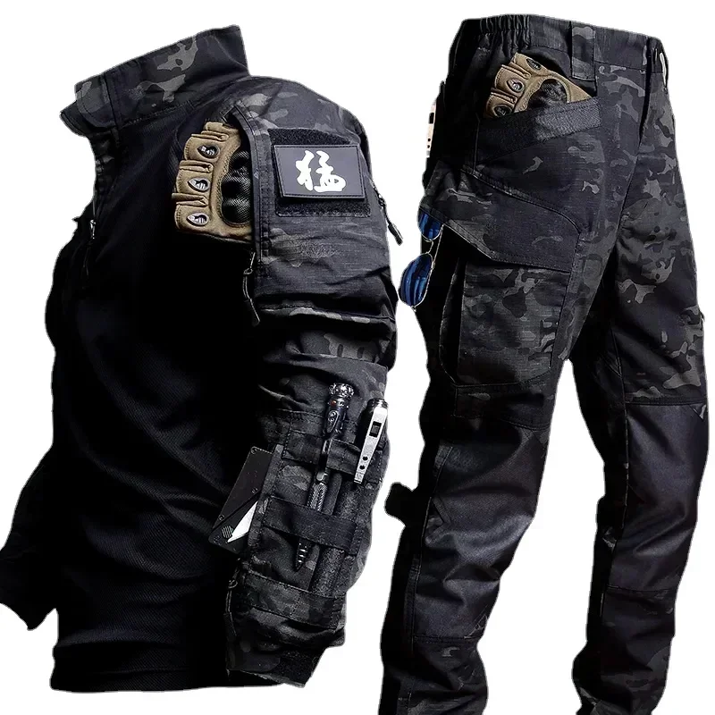 Trajes tácticos para hombre, camisa de entrenamiento, pantalones Cargo, conjuntos de combate, ropa de caza al aire libre, uniforme de camuflaje, ropa Ripstop de secado rápido para senderismo - imagen 3