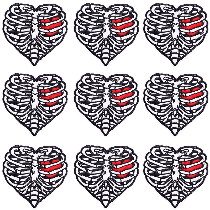 Parches bordados góticos para planchar en la ropa, pegatinas de calavera DIY, insignias de rayas en la mochila, 10 unidades por lote - imagen 4