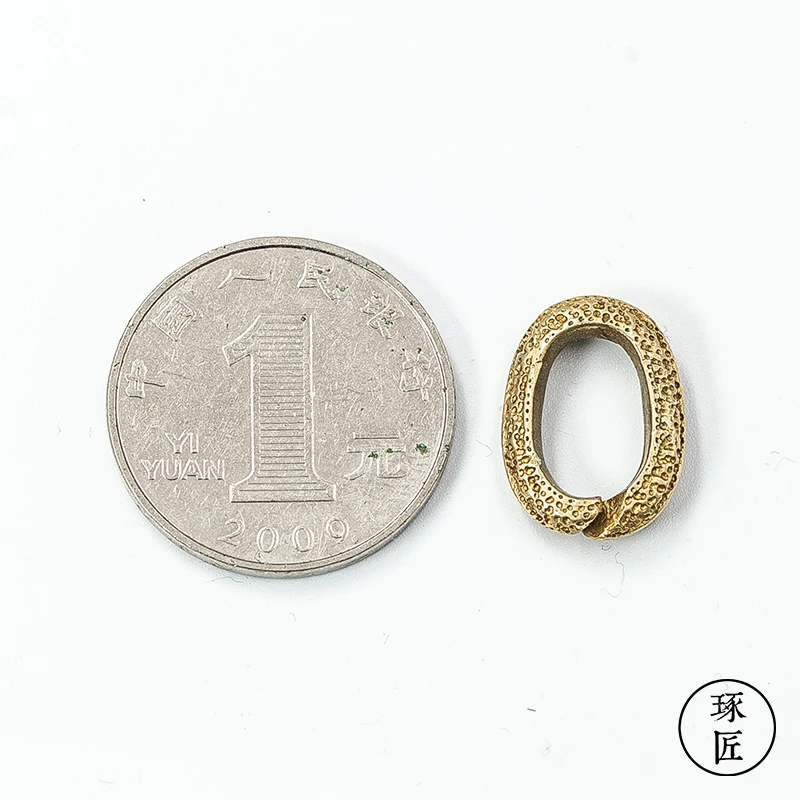 Llavero con patrón de meteorito de latón puro hecho a mano, Aramco caqui Vintage, anillo de apertura - imagen 4