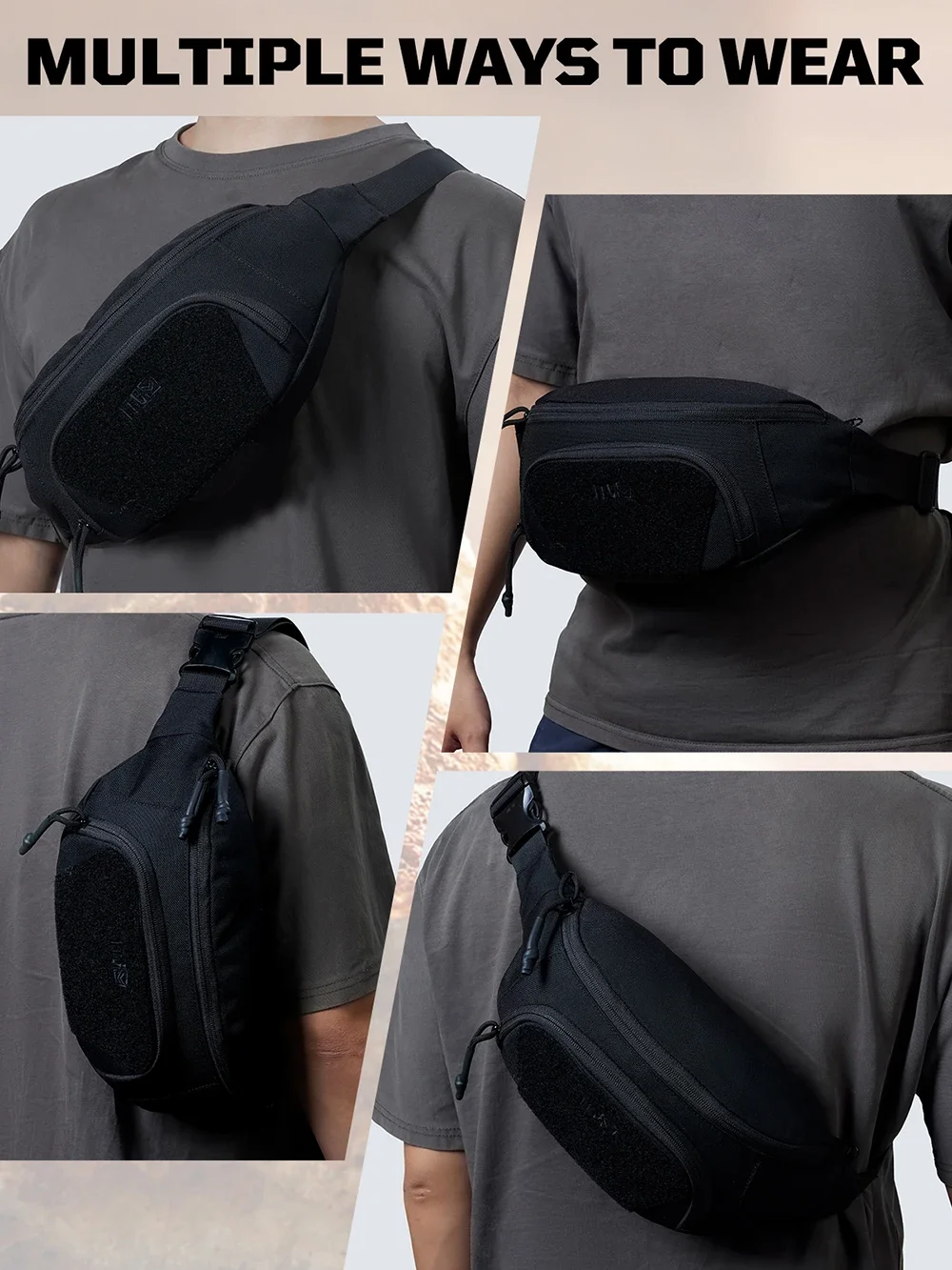 1TG Bolso táctico para hombres, riñonera para hombres y mujeres, bolso cruzado, riñonera táctica para senderismo, yoga - imagen 5