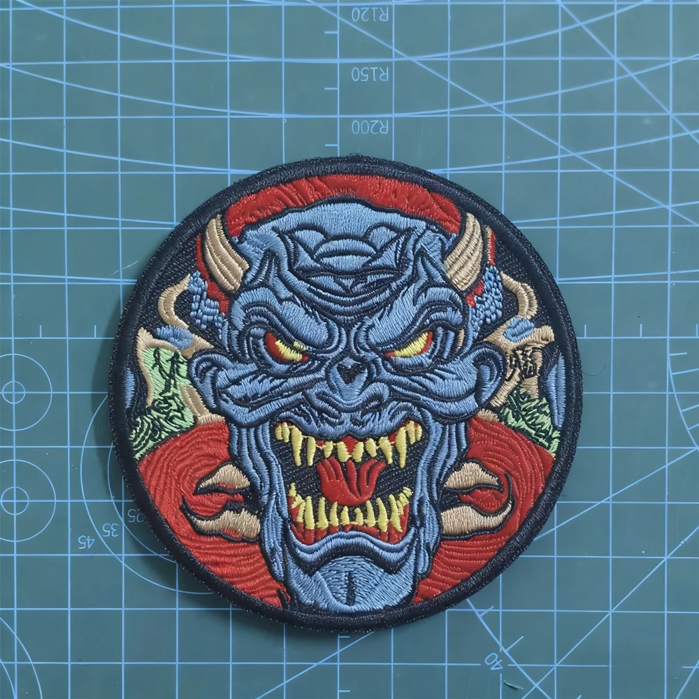 Parche bordado de fantasma azul, apliques de brazalete táctico para decoración de mochila de ropa
