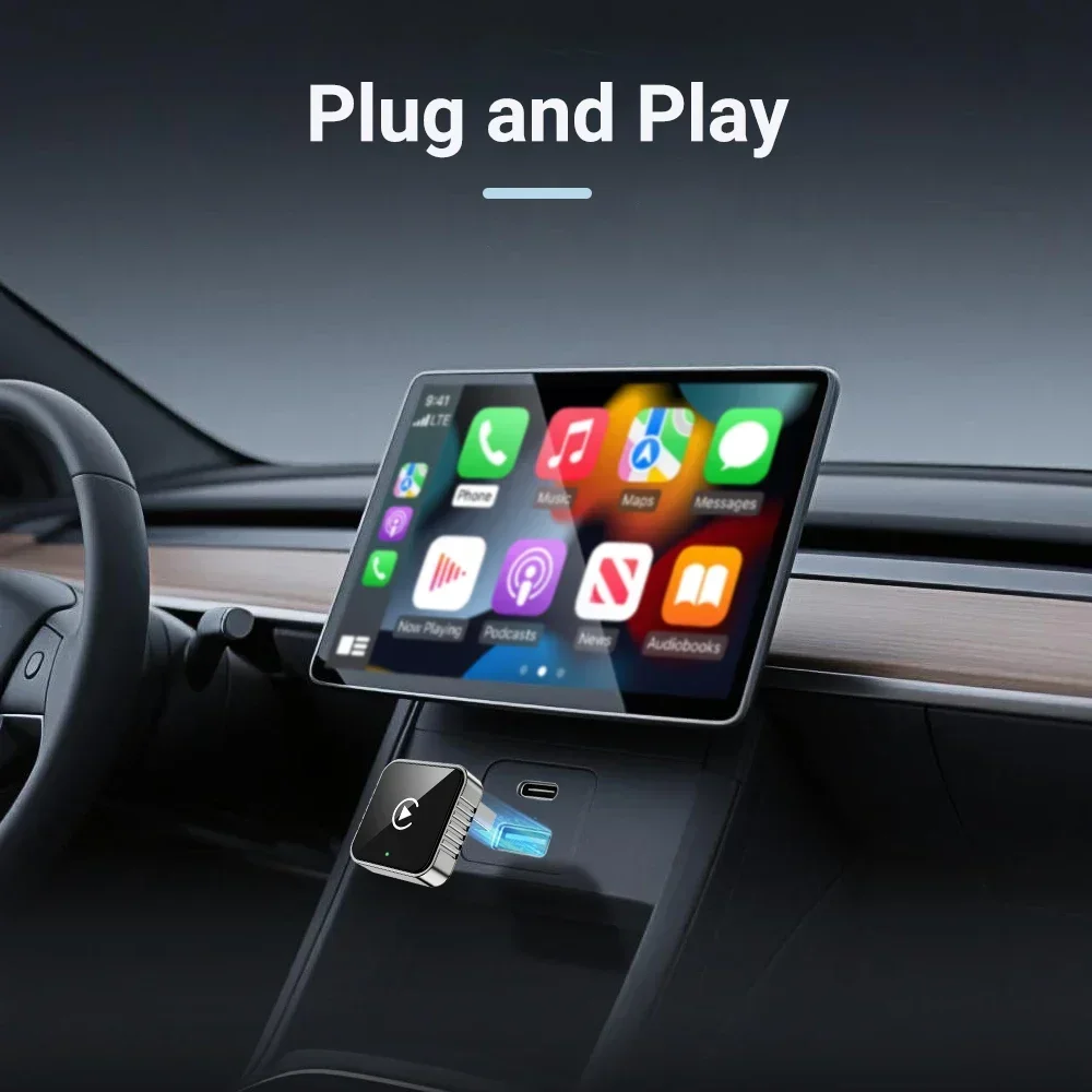 Adaptador 2 en 1 con cable a inalámbrico CarPlay Android Auto para estéreo de coche OEM con Dongle USB Mini caja inteligente Plug and Play Blueto - imagen 3
