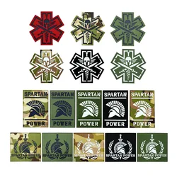 Parches luminosos IR de nailon SPARTAN POWER, insignias tácticas reflectantes médicas de guerrero para brazalete DIY, ropa, decoración de mochila