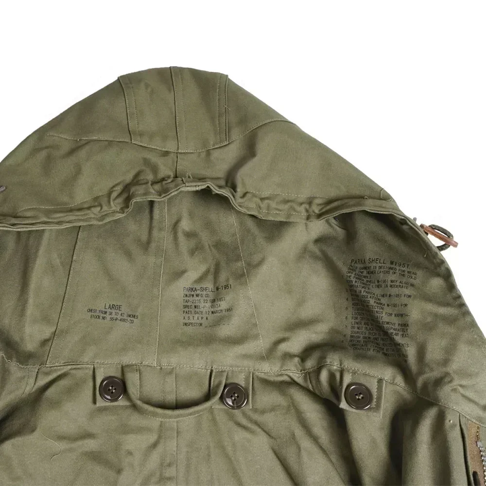 WWII WW2 M51 cazadora soldado americano abrigo cortavientos de cola de pez para hombre M1950 abrigo verde chaqueta de soldado rompevientos - imagen 3