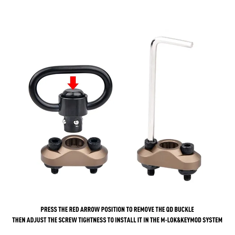 Accesorio táctico de Metal BCM QD Sling adaptador giratorio de riel de montaje M-LOK Keymod correa de hebilla de montaje en bucle Botón de acero - imagen 4