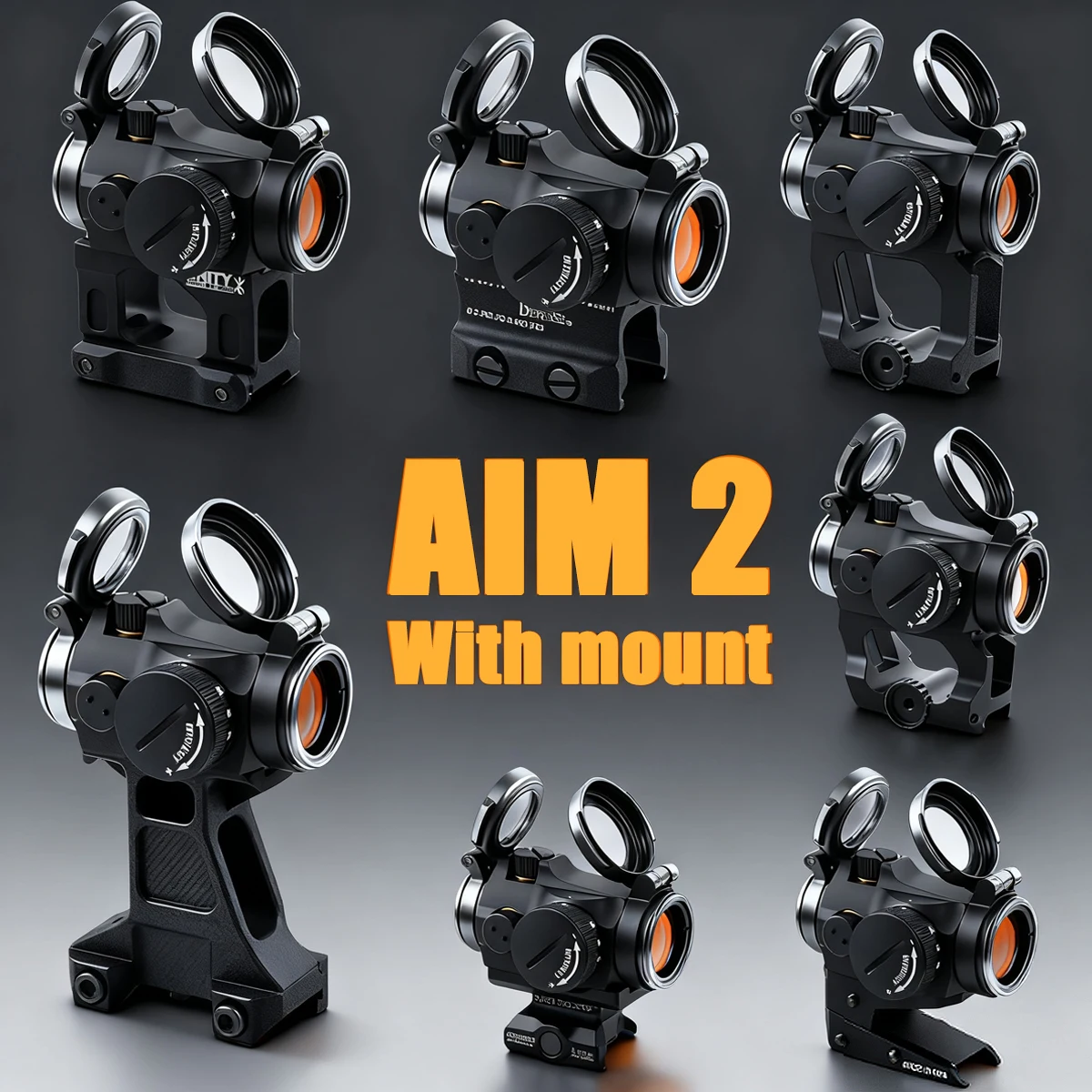 Mira telescópica táctica AIM T02 Red Dot con soporte elevador, óptica reflejo 2MOA T02, mira telescópica de punto rojo con logotipo de marcado Original