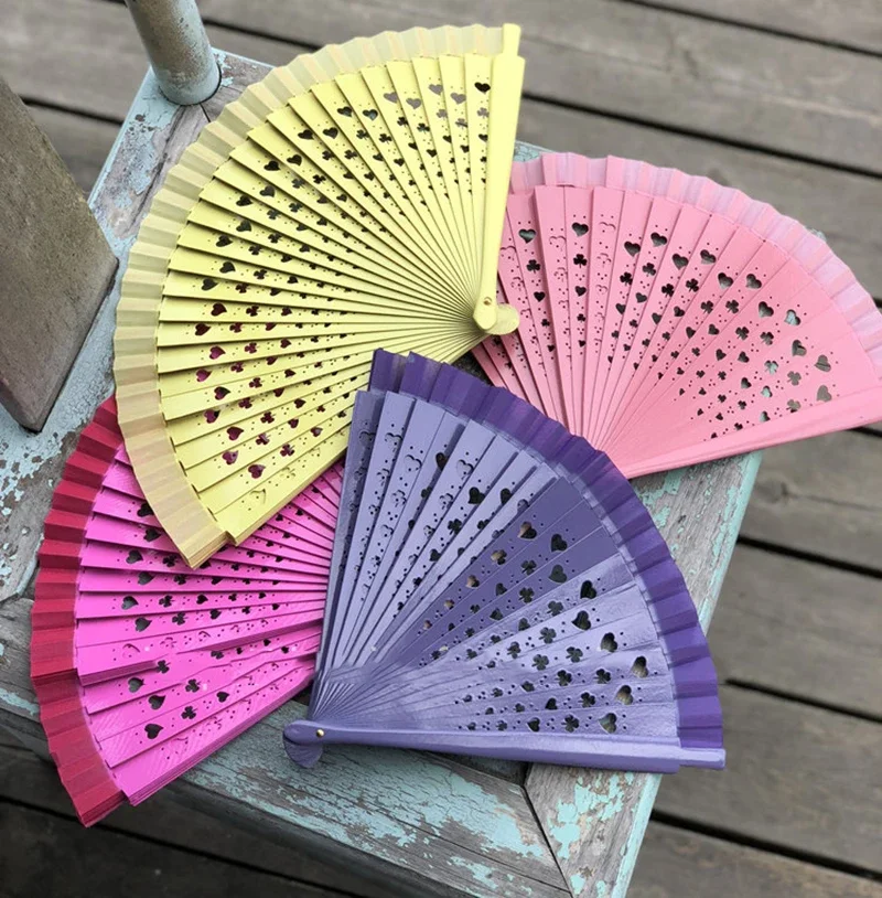 Abanico madera verano – Plegable corazón mujer - imagen 2