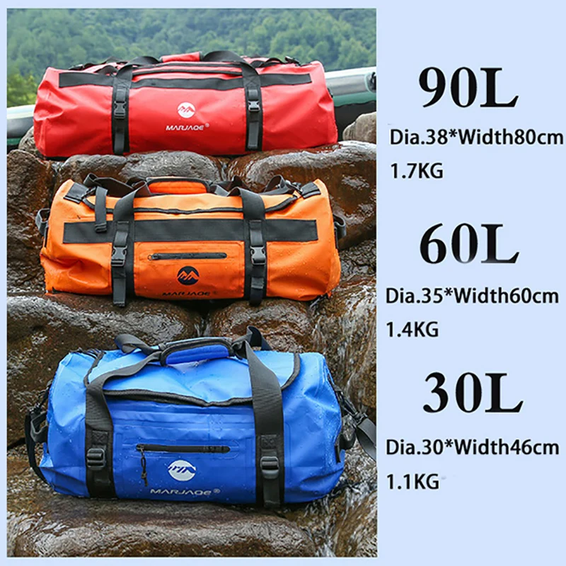Bolsa impermeable para kayak de 30L, 60L, 90L, sillín seco, almacenamiento de equipaje, Rafting en la playa, Camping, viajes, natación, pesca, bolsa a la deriva - imagen 2