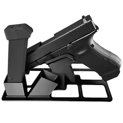 Estante de exhibición para pistola, soporte para pistola de mano, estante portátil para pistola, almacenamiento seguro con revistero