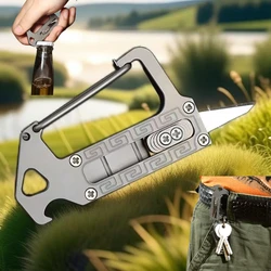 Cortador EDC multifunción de titanio con hebilla y cuchillas