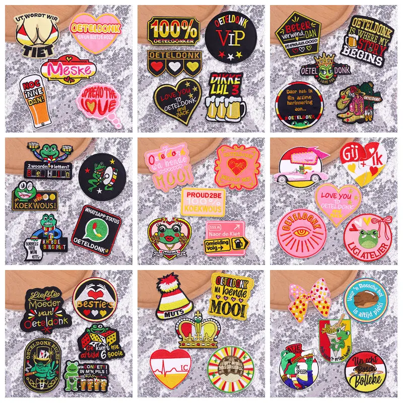 Juego de 3-6 uds. De parches Oeteldonk Iorn para ropa, parche bordado de Países Bajos, insignias con emblema de rana de Carnaval para regalos de decoración - imagen 2