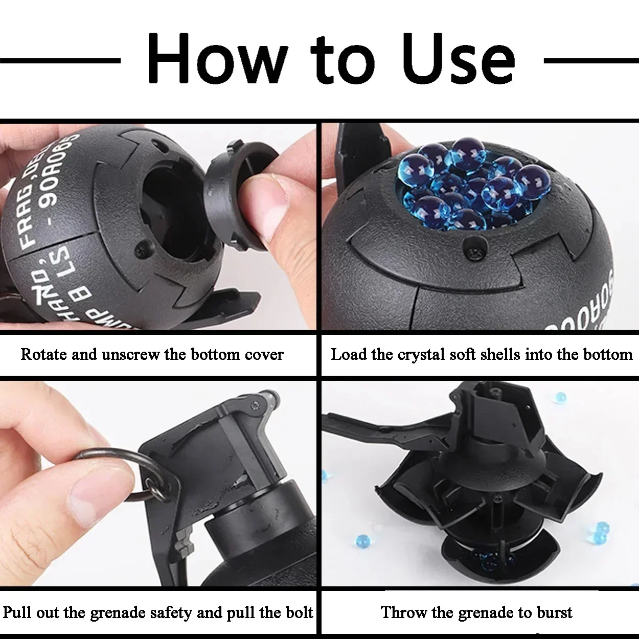 F2PCS Granadas de impacto alimentadas por resorte, plástico táctico M67, modelo de juguetes para Airsoft Paintball CS, juego de rol Prop - imagen 5