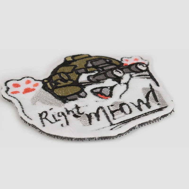 Right Meow acción inmediata gato bordado capítulo feroz Animal visión nocturna casco táctica brazalete para bolsa decoración de ropa - imagen 2