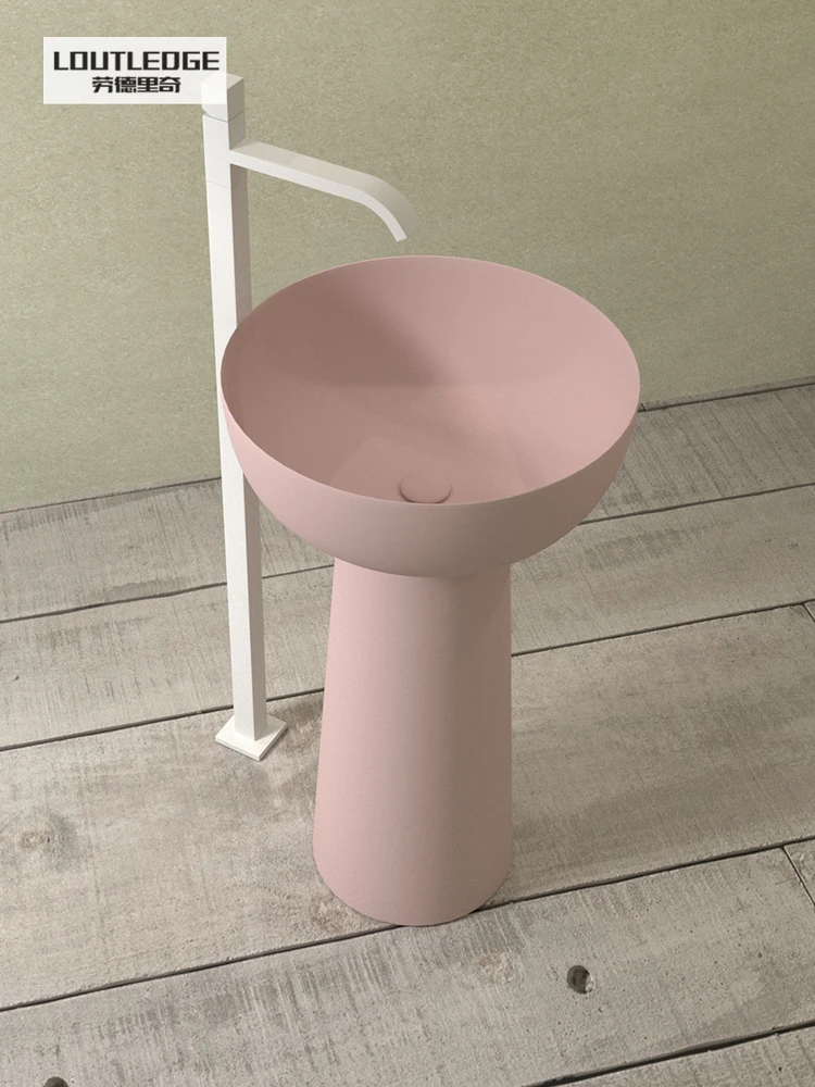 Color personalizado, color rosa y azul, balcón exterior, Hotel B & B, lavabo de columna integrado para lavarse las manos de pie - imagen 5