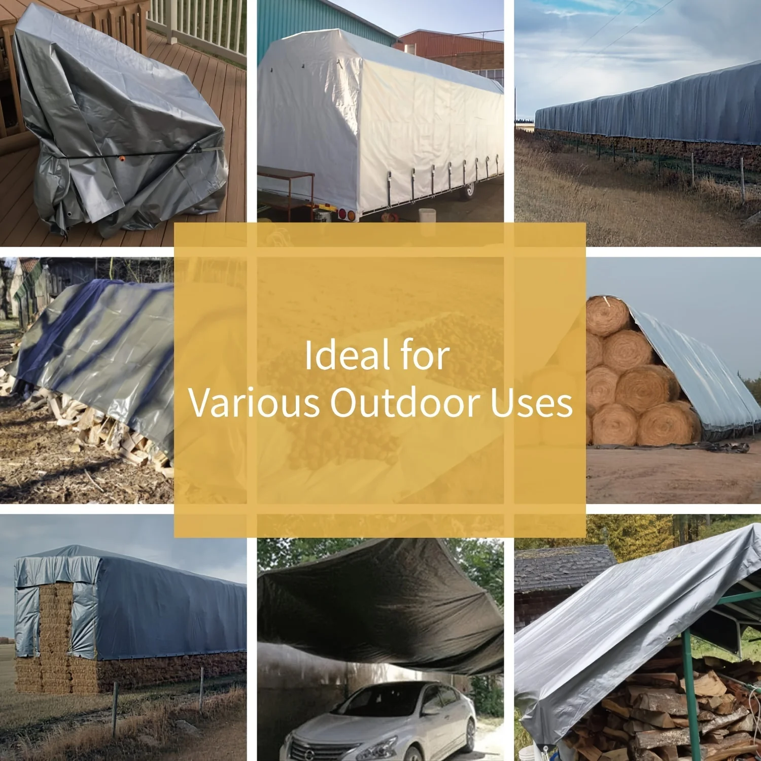 Lona grande 3m x 4x4 5 6 8 10 12m 5*5 6x6 lona impermeable para acampar dosel plateado sombra para la lluvia cubierta de tienda toldo barco al aire libre coche - imagen 3