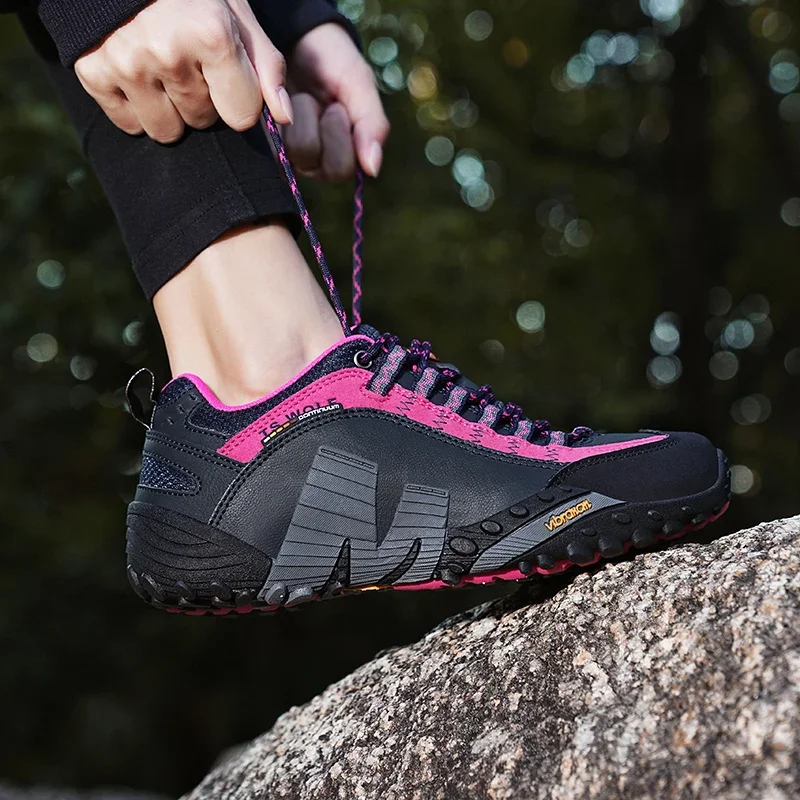 Zapatos de senderismo para hombre, botas de moto de combate al aire libre, con cordones, resistentes al desgaste, transpirables, para escalada, Trekking, caza, deporte de montaña, suaves - imagen 5