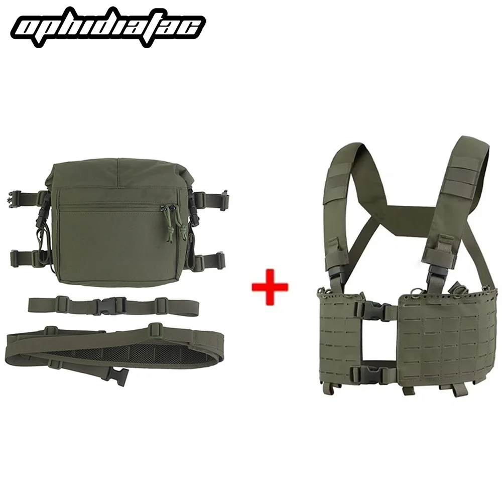 OPHIDIANTAC Paquete de expansión de almacenamiento de chaleco colgante de pecho de combate de doble panel Bolsa de almacenamiento elástica interna Sistema Molle de bolsillo abierto - imagen 2