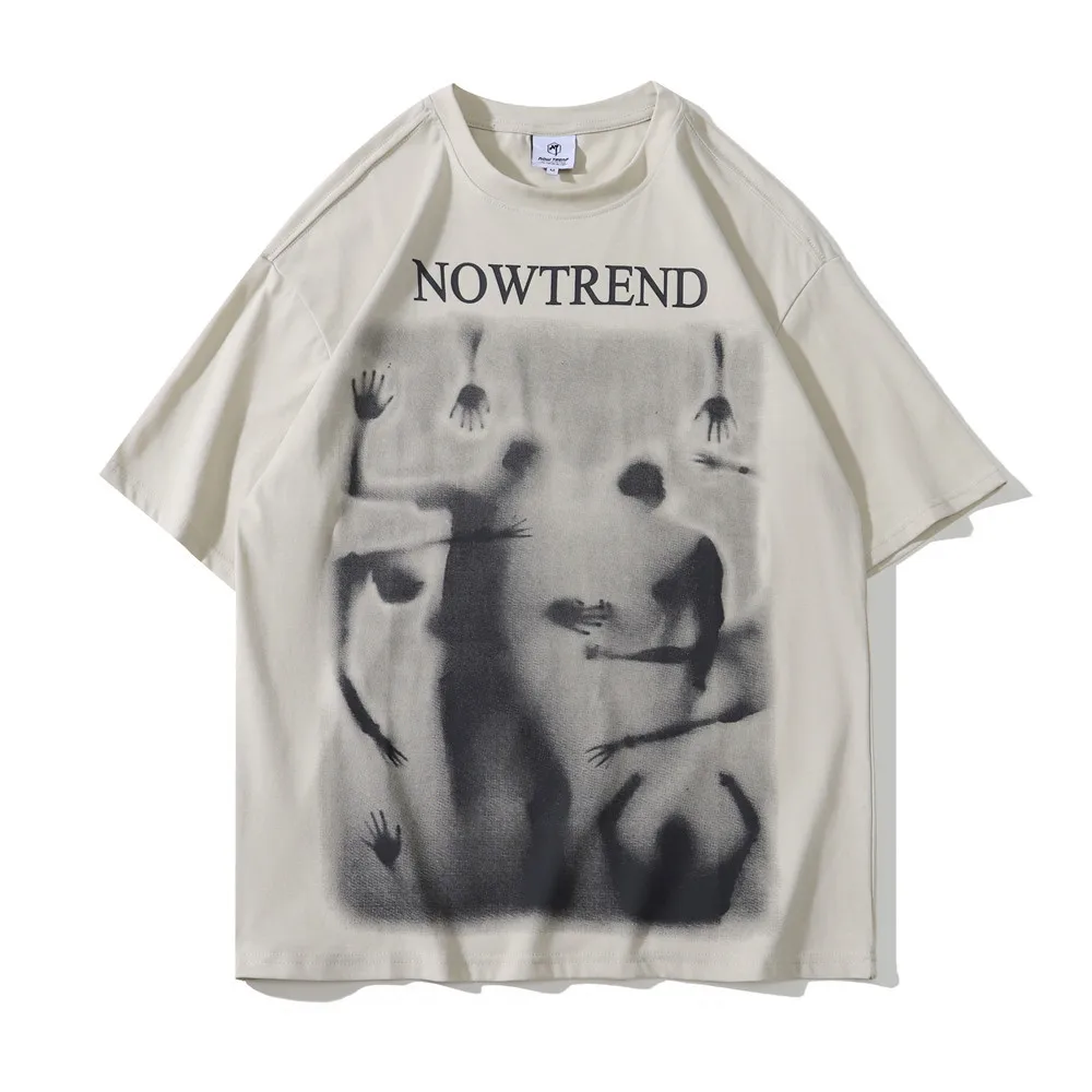 Camiseta con estampado de sombras para hombre y mujer, camisa informal de algodón de manga corta, ropa de calle de Hip Hop, Tops Harajuku de verano - imagen 3