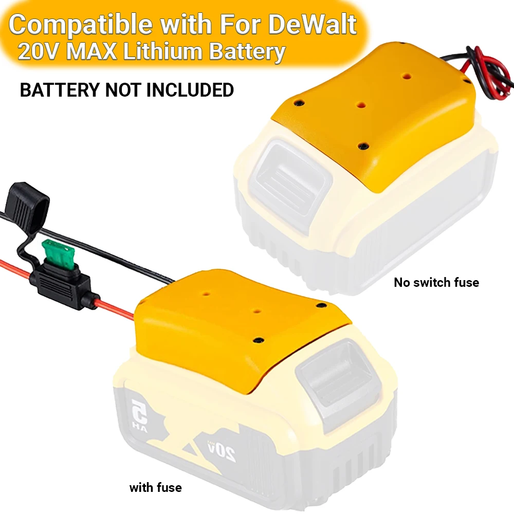 Convertidor adaptador de batería apto para Dewalt 14,4 V 18V 20V batería de iones de litio herramienta eléctrica DIY convertidor de batería con conector de fusible