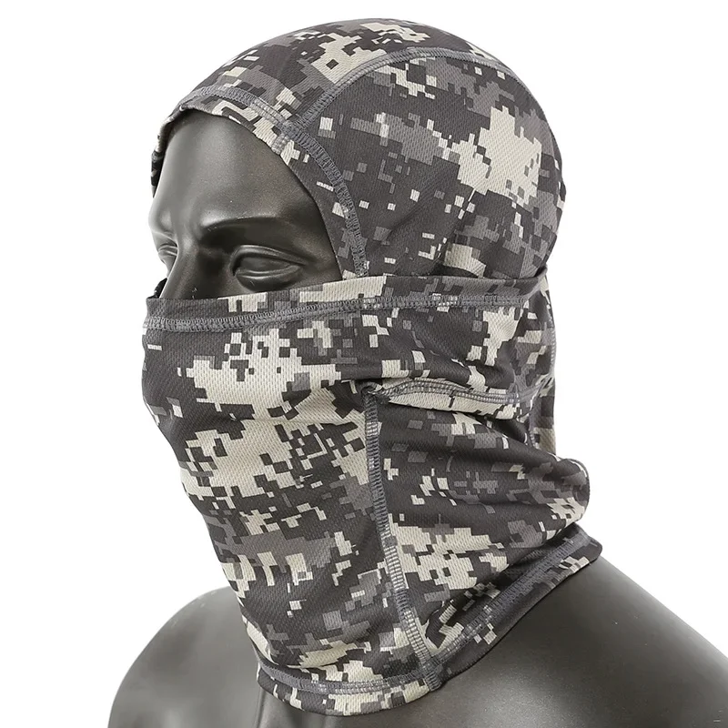 Pasamontañas táctico de camuflaje, máscara facial completa para esquí, bicicleta, ciclismo, protección solar, cubierta para la cabeza, bufanda, gorro de malla de secado rápido con un solo orificio - imagen 5