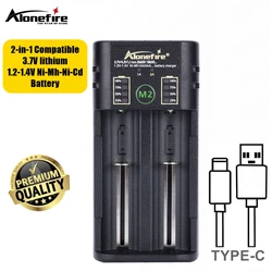 Alonefire M2 cargador USB 2 canales Li-ion Ni-MH Ni-Cd 26650 18650 AAA
