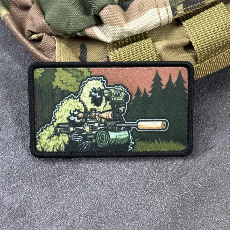 Parche táctico impreso "esqueleto soldado francotirador", insignia de moral militar, parches de gancho, ropa, mochila, accesorios, pegatinas - imagen 4