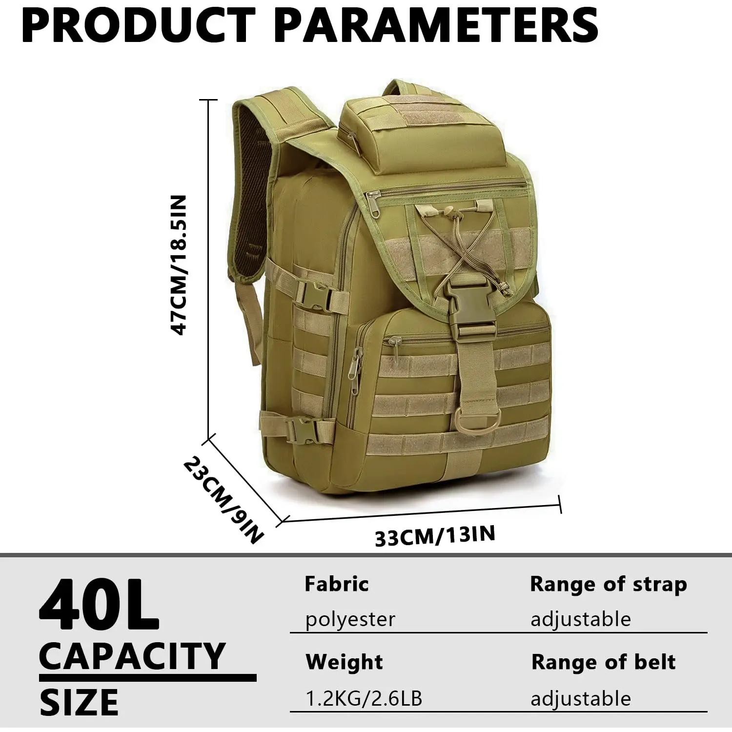Mochila táctica, mochila militar de 40L, mochila de trekking, mochila de supervivencia, mochila grande para senderismo, mochilas para exteriores - imagen 4