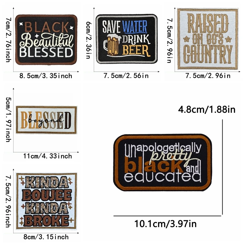 10 unids/lote de letras personalizadas negras bordadas, sombreros DIY, mochila, parche para coser, parche con eslogan de letras, parches para planchar para ropa - imagen 5